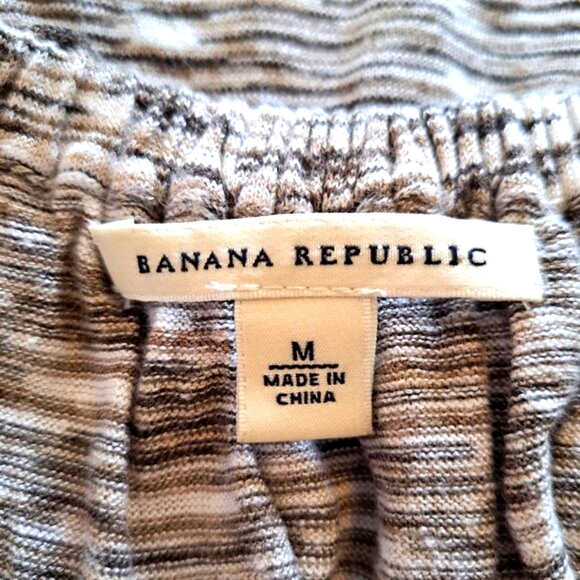 Banana Republic Brown Patterned Ruffle Off Shoulder Linen Blouse Size Medium - Picture 6 of 7